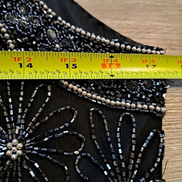 Vintage Adrianna Papell Silk Floral Beaded Y2K Romantic Goth Maxi Dress Black - Picture 6 of 17